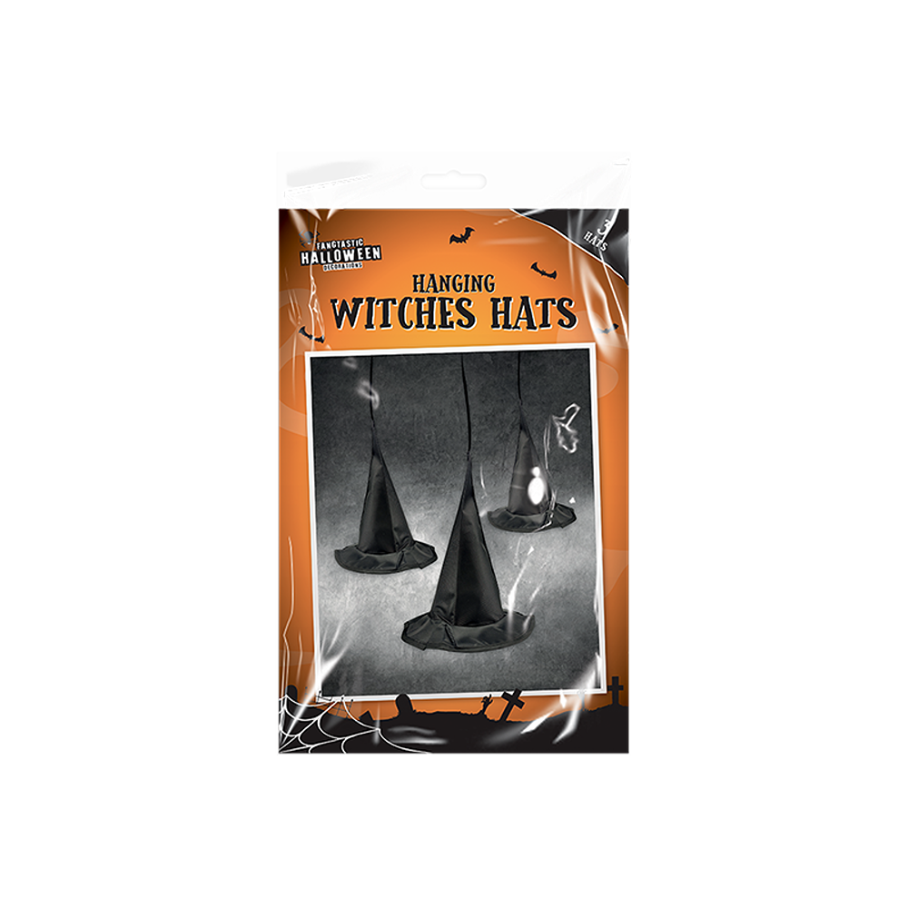 Hanging Witch Hat Decorations 20cm - 3pk - HAL5470OB*