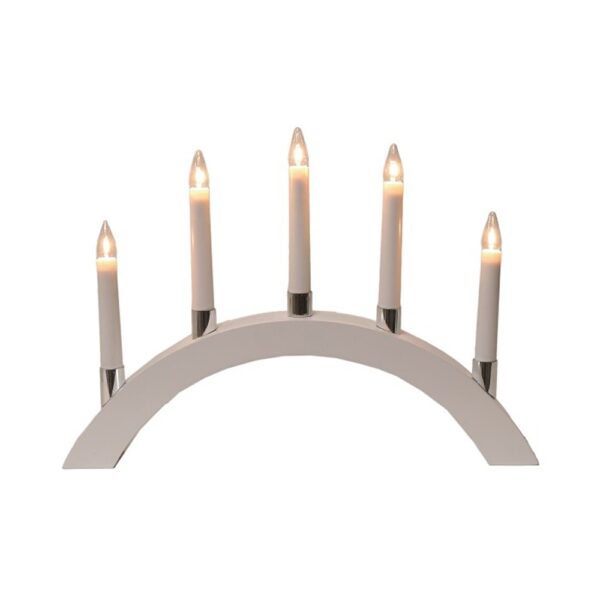 5 LED Light Up Artificial Candle Bridge Curved White 42cm - 32109