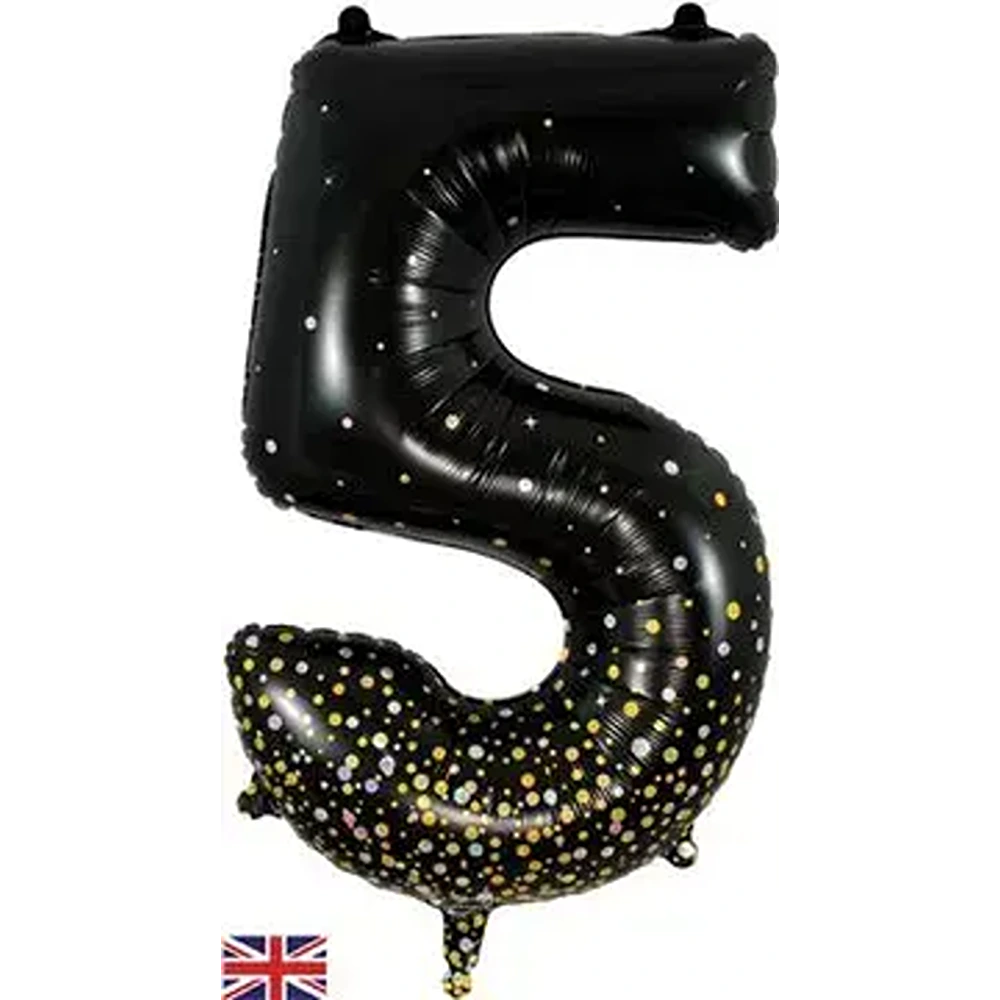 Oaktree 34inch Number 5 Sparkling Fizz Black Gold Holographic*