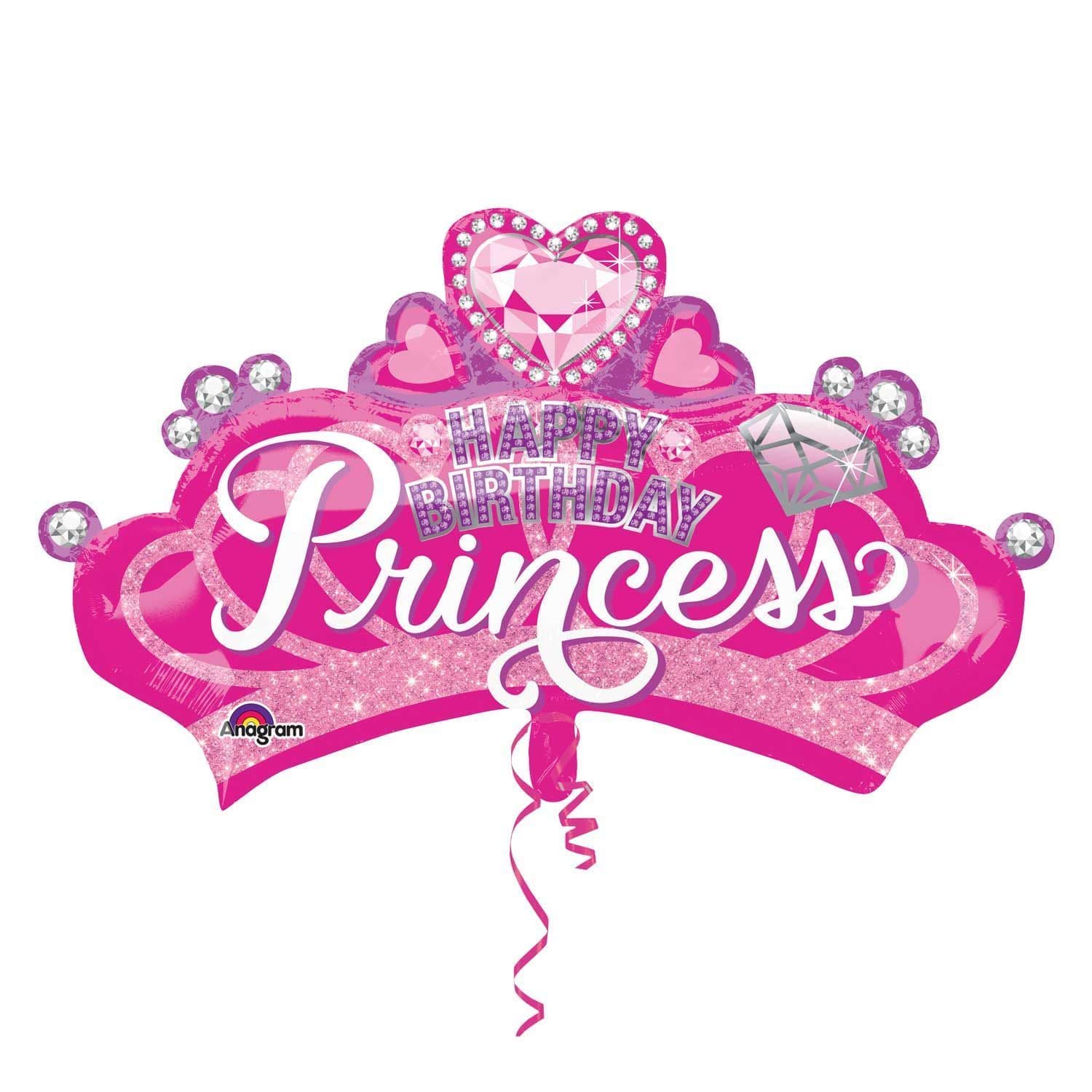 Amscan - PRINCESS CROWN & GEM BIRTHDAY SHAPE P35 PKT - 32" x 19" - 3457101