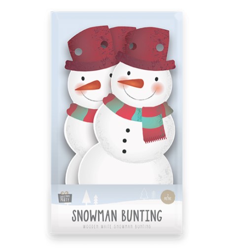 Wooden Snowman Bunting 2m - Christmas Decorations & Holiday Party Decor - XMA5622