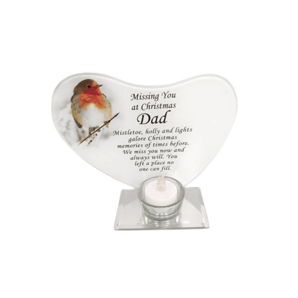 Dad Robin Heart Plaque With T/Light*