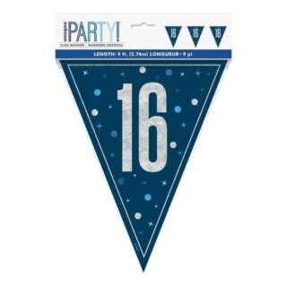 9ft Glitz Blue Flag Banner 16 Unique