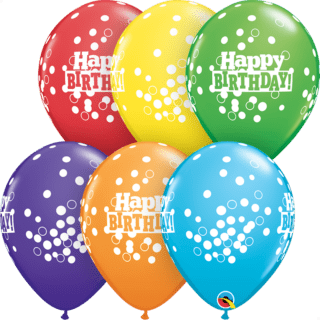 11" ROUND BRIGHT RAINBOW 25CT - BDAY CONFETTI DOTS