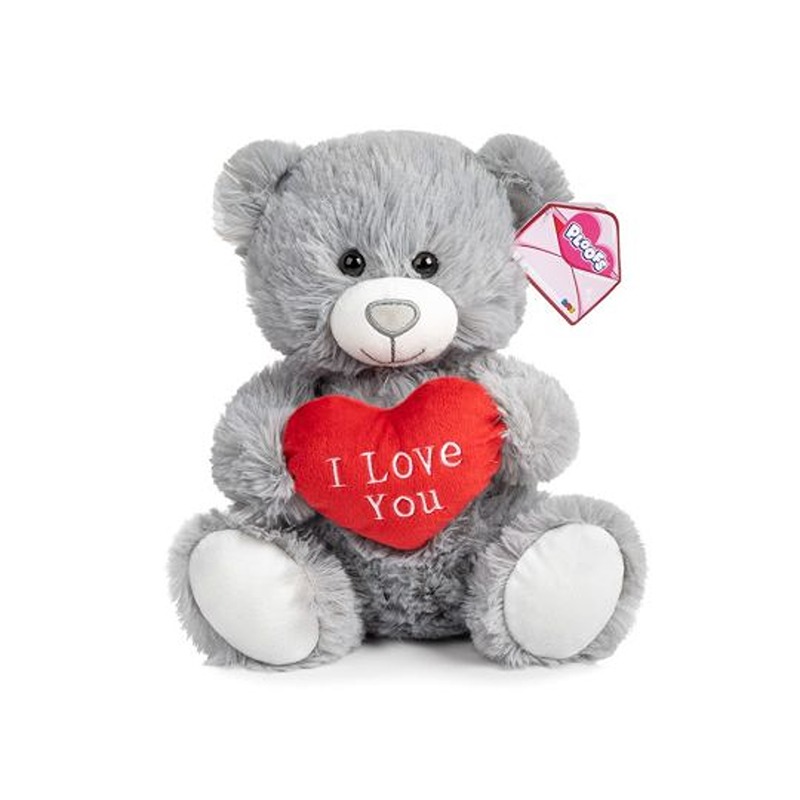 25CM I LOVE YOU HEART BEAR - GREY - R01-1663