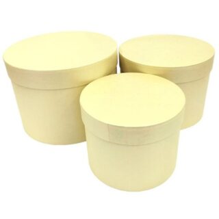 SET OF 3 ROUND FLOWER BOXES CREAM - 034557