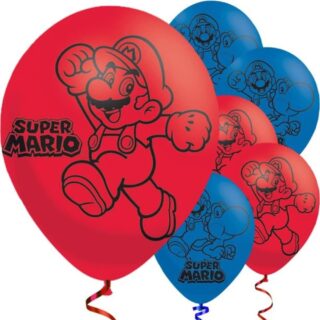 Super Amscan - Mario Bros 4 Sided Latex Balloons 11"/27.5cm - 6 PKG/6  - 9900743