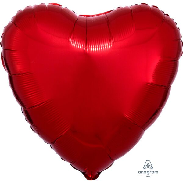 Anagram Metallic Red Heart Standard Unpackaged Foil Balloons S15*