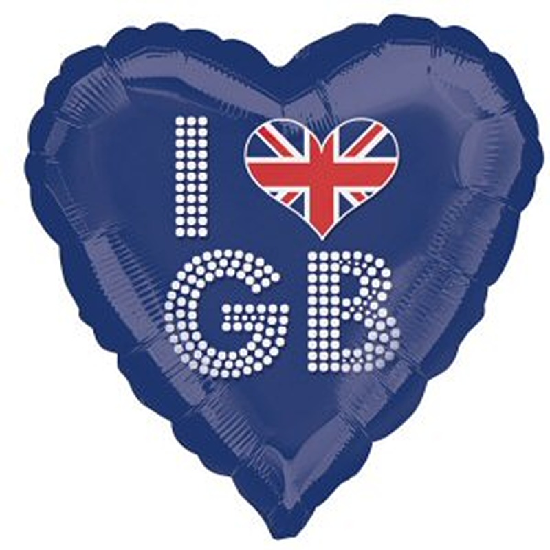 18in I LOVE GB FOIL BALLOON -22548