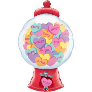 CANDY HEARTS GUMBALL MACHINE 43" FOIL