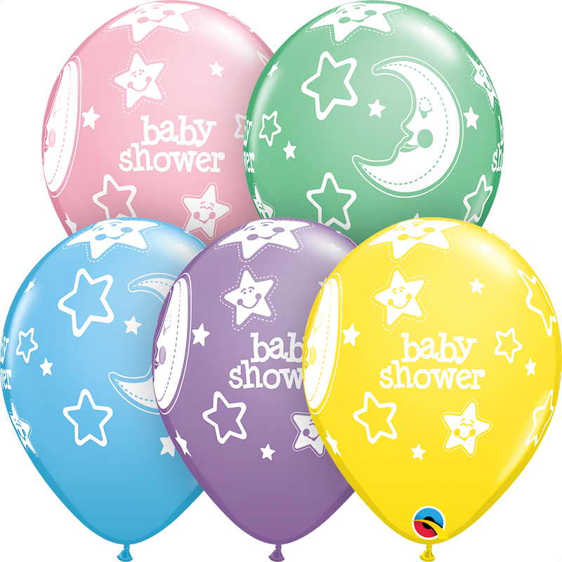 11" ROUND PASTEL AST 25CT - BABY SHOWER MOONS & STARS