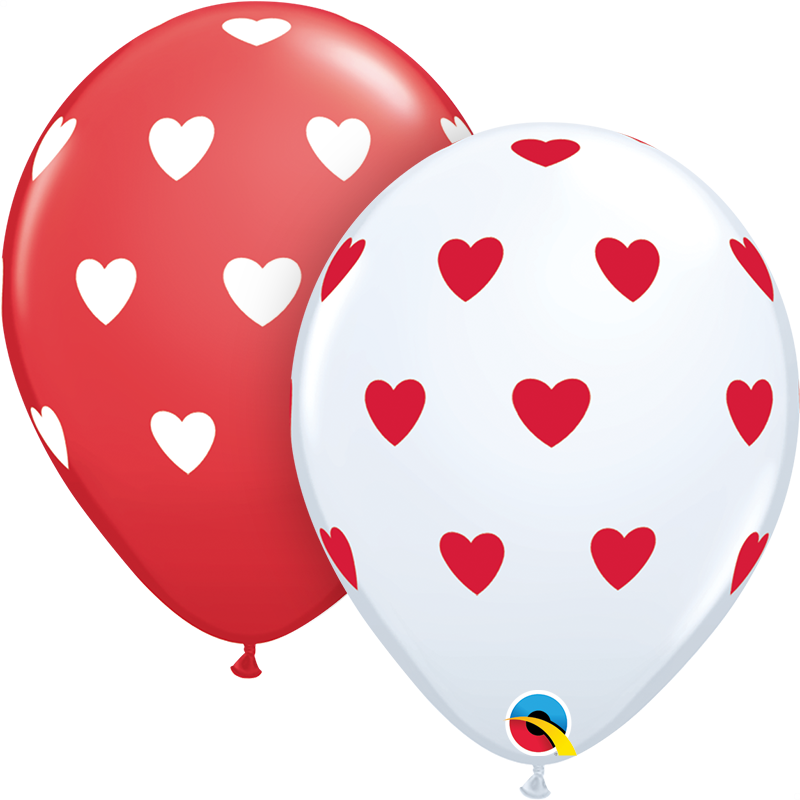 11" ROUND WHITE&RED 50CT - BIG HEARTS