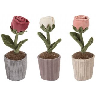 ORNAMENTAL PLUSH SINGLE ROSE IN POT 24CM - 777014