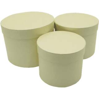SET OF 3 ROUND FLOWER BOXES IVORY - 005137