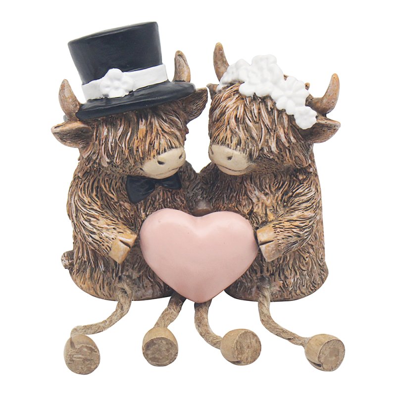 L&P Highland Cow Wedding Day Figurine – LP75982 | 9x8x12 cm