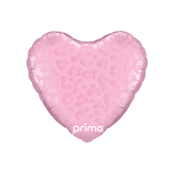 Prima - 9" Heart Light Pink Matte & Shiny Leopard Print -  PD-0086-9-50-6 *
