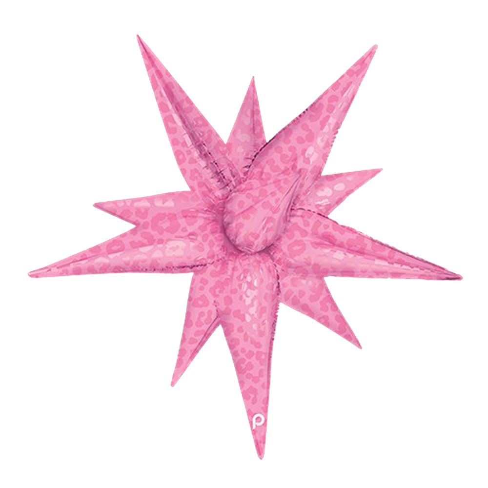 Prima -Dark Pink Matte & Shiny Leopard Print Star Burst - 40" - PD-0090-40-50-1 *
