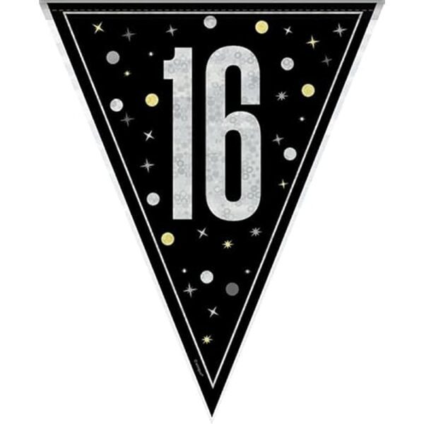 Unique - Glitz Black 16 Flag Banner - 9FT - 81949