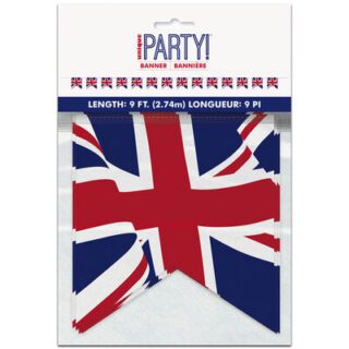Union Jack Plastic Pennant Banner, 9 ft