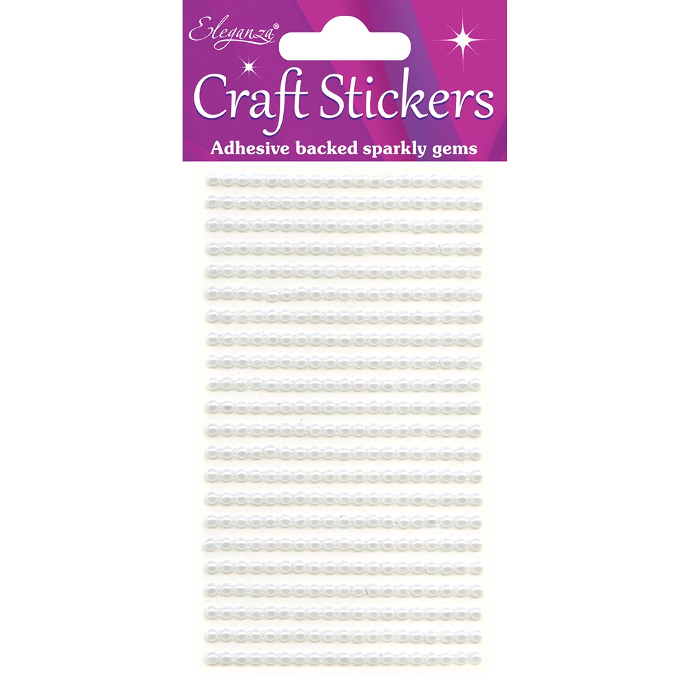 Eleganza Craft Stickers 3mm x 418 Pearls White No.01 - 025575