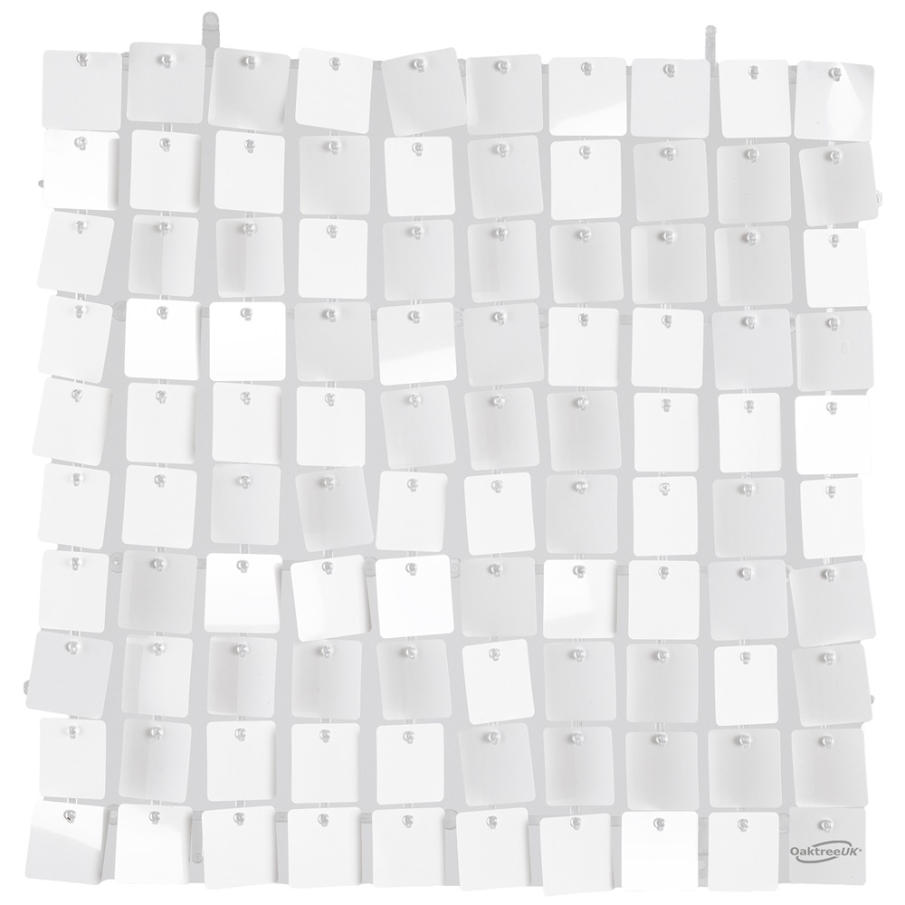 Sequin Wall Panel 30cm x 30cm Metallic White (100 Squares) - 667143
