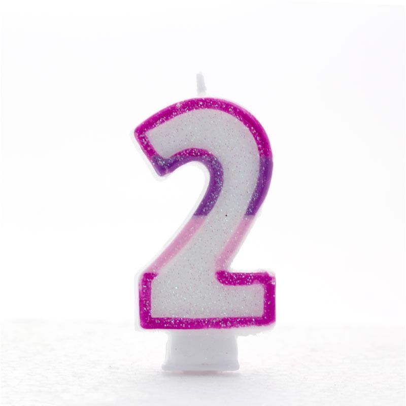 2 Pink Coloured Number Candle Pack of 6*