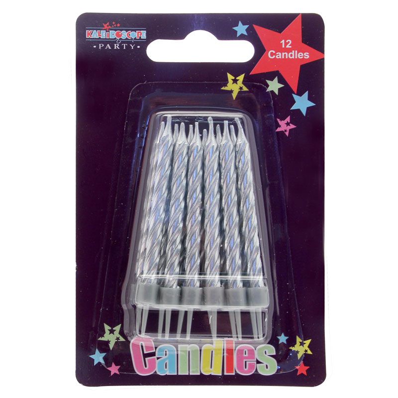 Silver Party candle Pack of 6