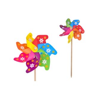17cm Dia Hot Colour Flower Print Windmill - TY1829