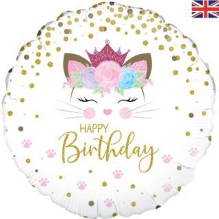Oaktree 18" Floral Kitten Birthday Holographic