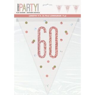 Unique - Birthday Glitz Rose Gold Number 60 Bunting - 9ft - 84843
