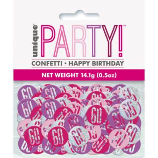 Birthday Pink Glitz Number 60 Confetti, .5oz