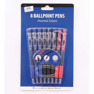 8 Retractable,Rubber Grip Pens