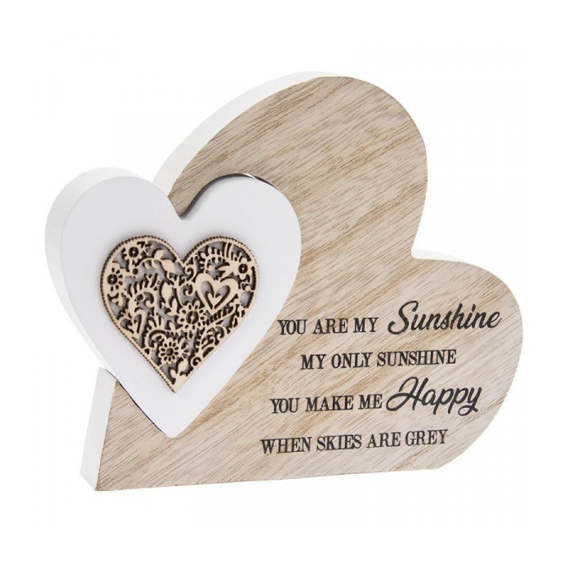 Sentiments Double Heart "You Are My Sunshine You Make Me Happy When Skies Are Grey - LP47844