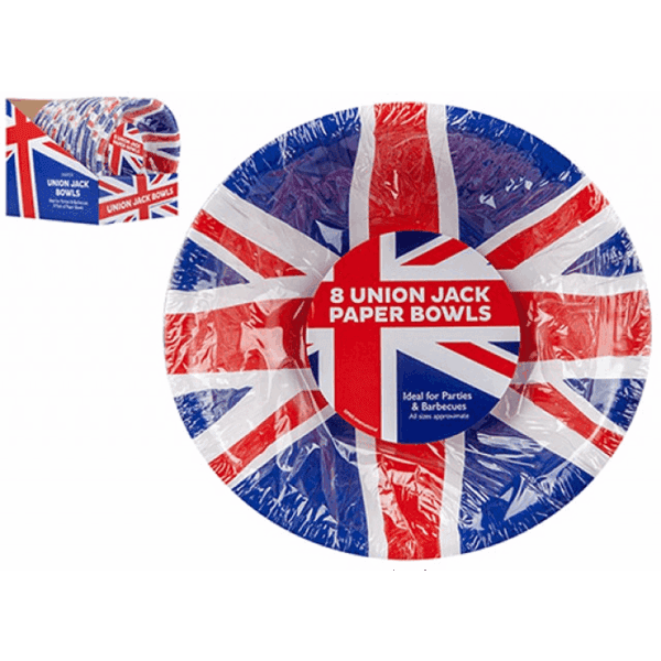 Union Jack Paper Bowls 7.5″ – Pack of 8 - (321023)
