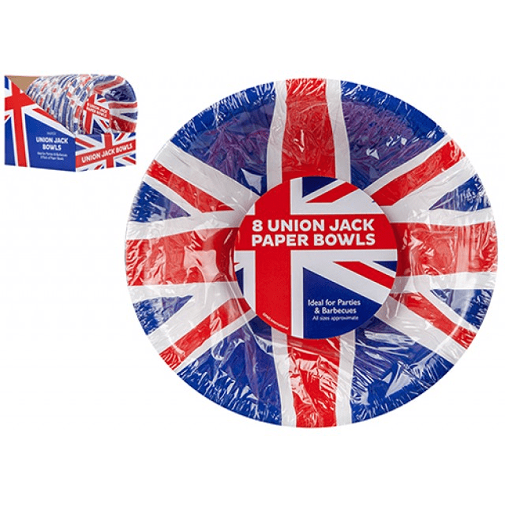 Union Jack Paper Bowls 7.5″ – Pack of 8 - (321023)