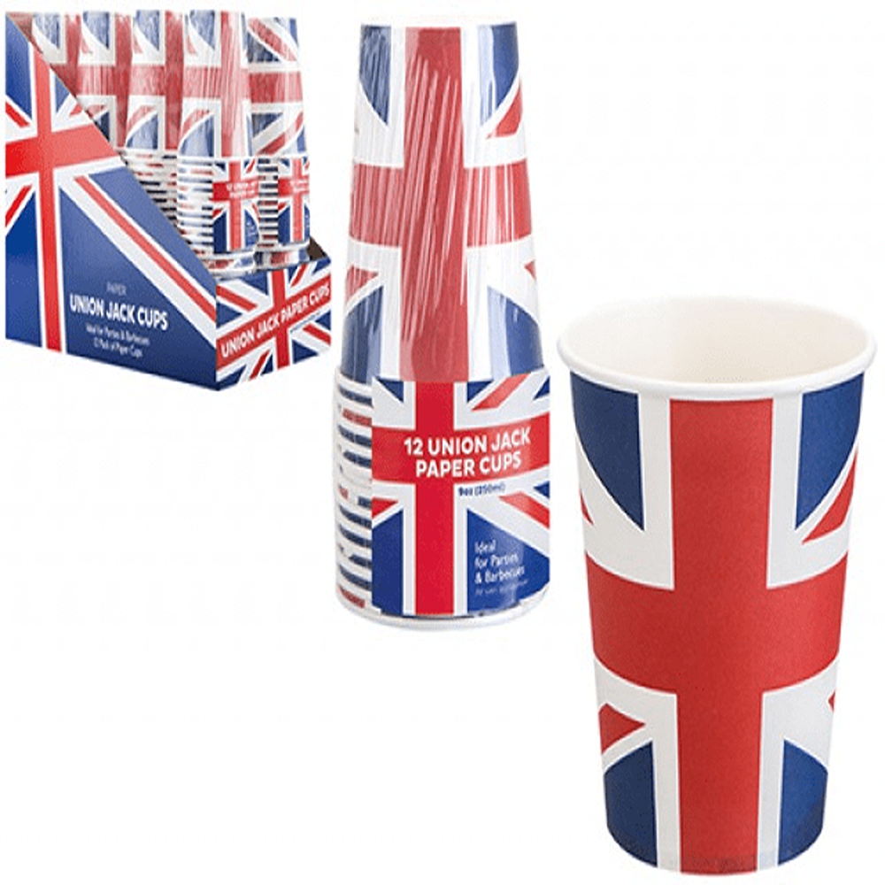 Union Jack Paper Cups 9oz – Pack of 12 (321024)