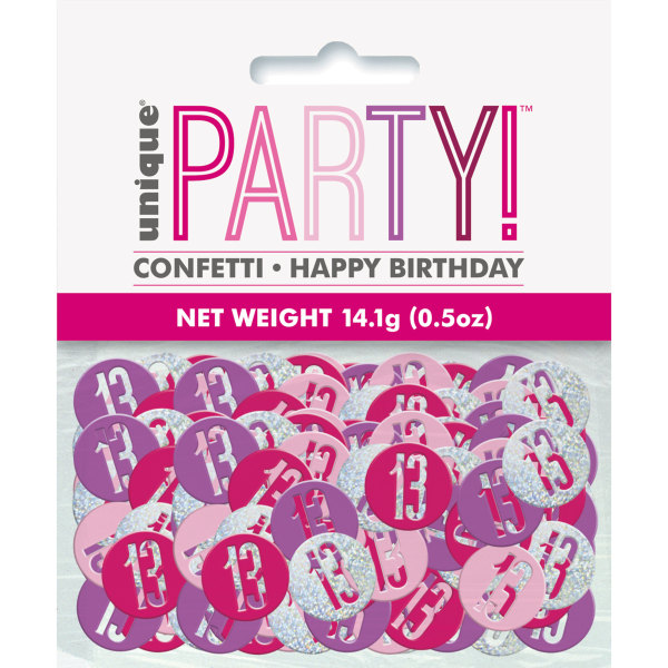 Birthday Pink Glitz Number 13 Confetti, .5oz - 83848