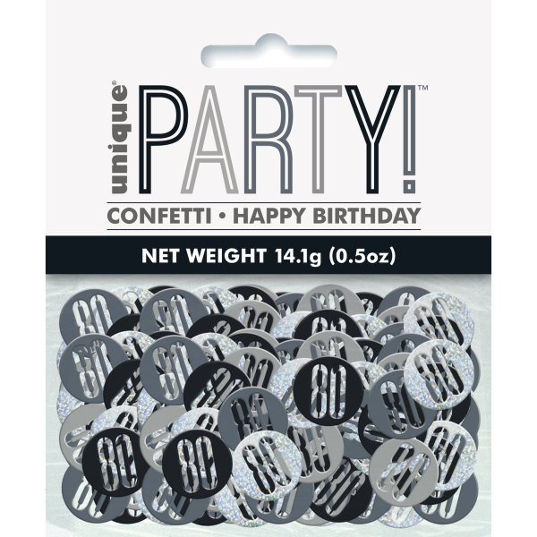 Birthday Black Glitz Number 80 Confetti, .5oz