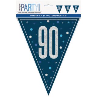 GLITZ 90 Blue Flag Banner, 9 ft, Prismatic Plastic - 82002