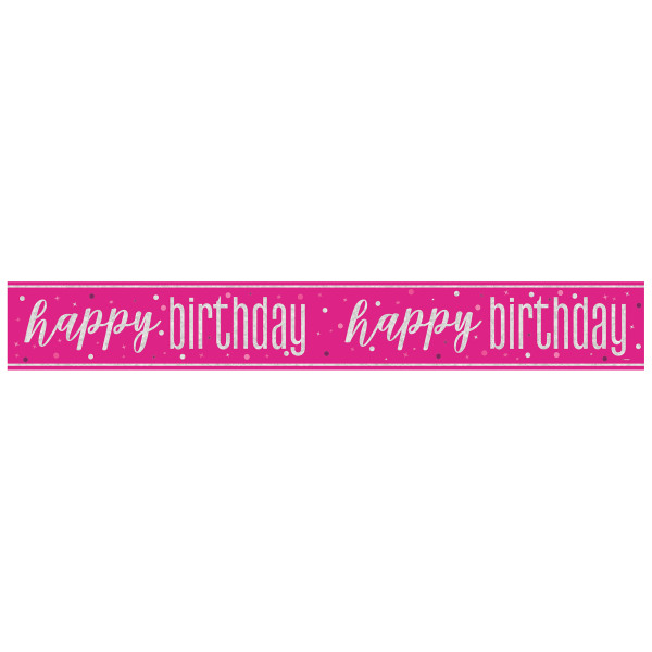 Glitz Pink Happy Birthday 9ft Banner - 82686*