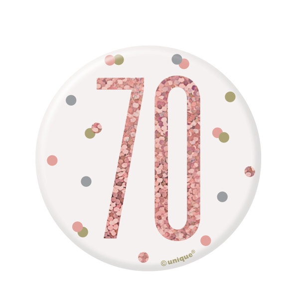 Unique - 1 Glitz Rose Gold Birthday Badge 70 - 84872*