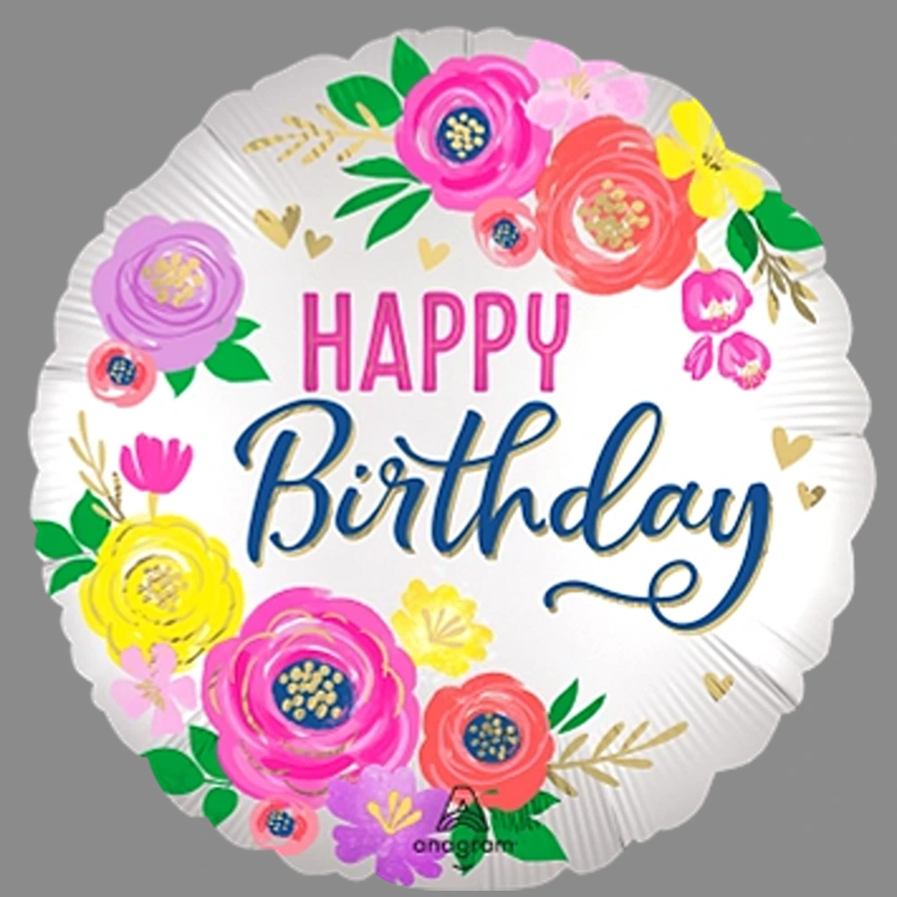 Anagram 18" S40 - Satin Artful Floral Birthday Pkt - 4485101 *