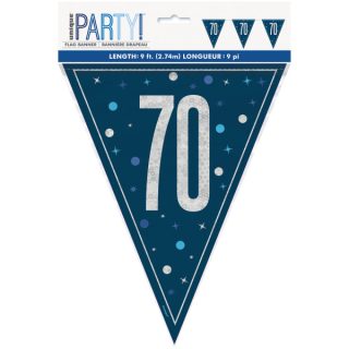 GLITZ 70 Blue Flag Banner, 9 ft, Prismatic Plastic - 82000