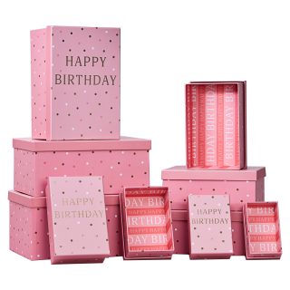 BIRTHDAY PINK 10 NESTED BOXES - DBV-279-10BX