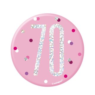 Unique - 1 Glitz Pink & Silver Birthday Badge 70 - 83536*