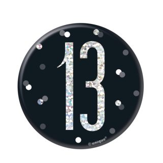 Birthday Black Glitz Number 13 Badge - 83504*