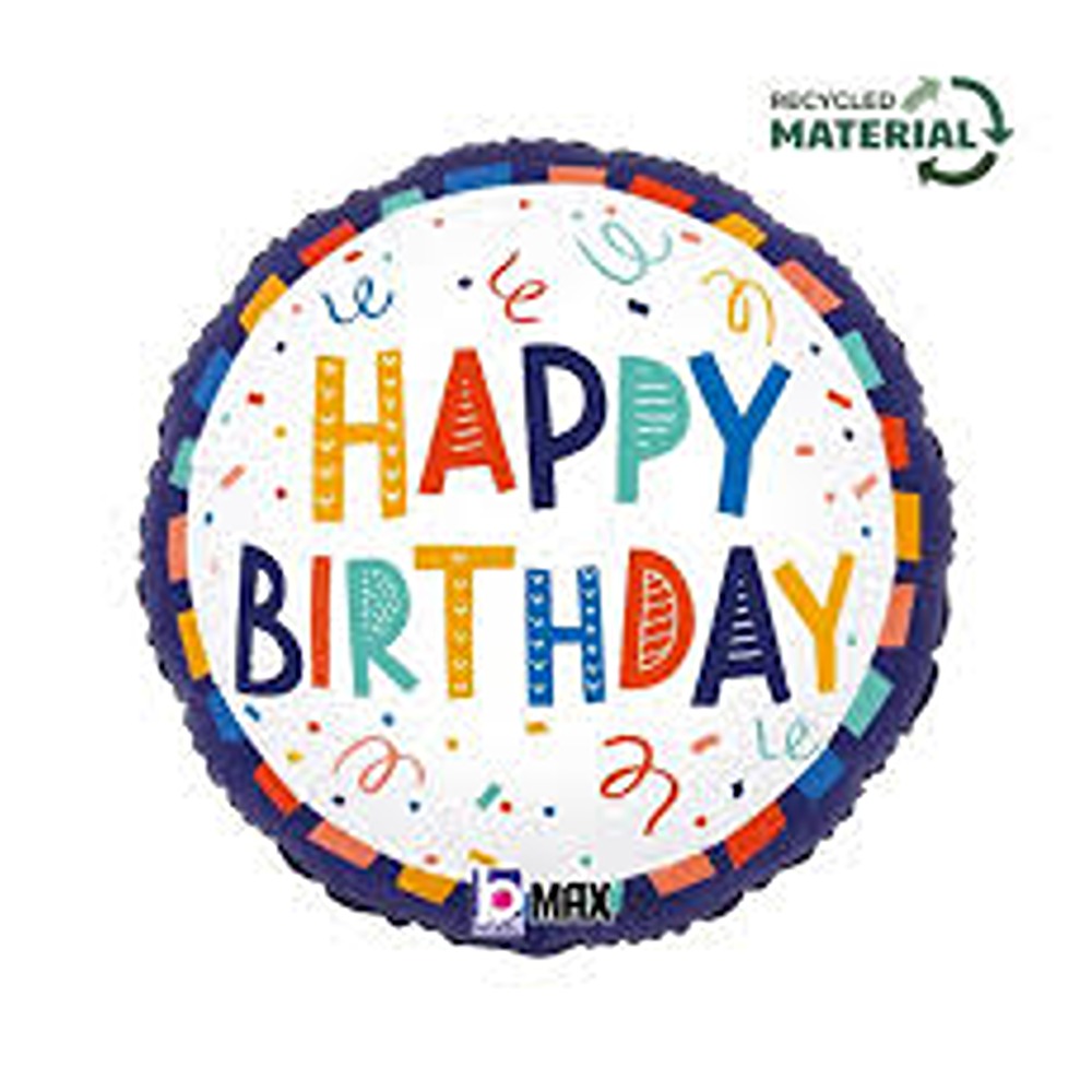 Festive Birthday 18" round Balloon Grabo 26359P-P