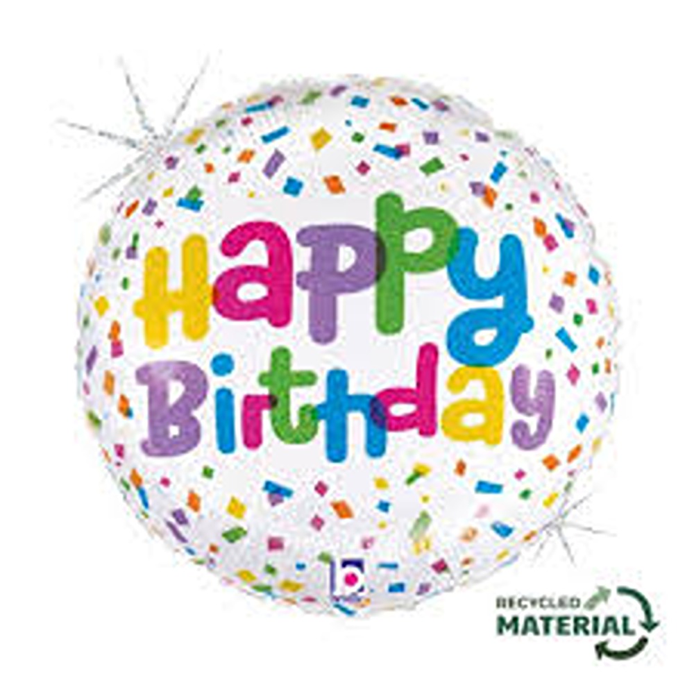 Cue The Confetti Birthday 18" Round Balloon Grabo 26519GH-p