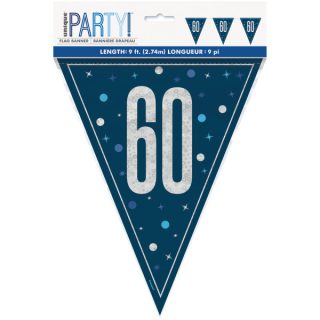 Unique - GLITZ 60 Blue Flag Banner, 9 ft, Prismatic Plastic - 81999