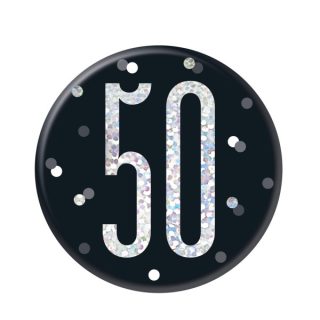 Unique - 1 Glitz Black & Silver Birthday Badge 50 - 83510*